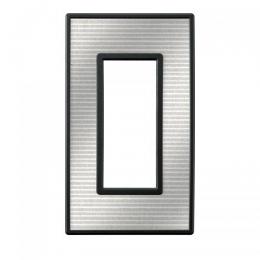 LAMP スイッチプレート・コンセントカバー フレックス ブラック パネル(シルバーメタル)