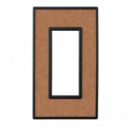 LAMP スイッチプレート・コンセントカバー フレックス ブラック レザータッチ(マロンカーフ)