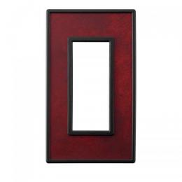 LAMP スイッチプレート・コンセントカバー フレックス ブラック レザータッチ(ボルドーカーフ)